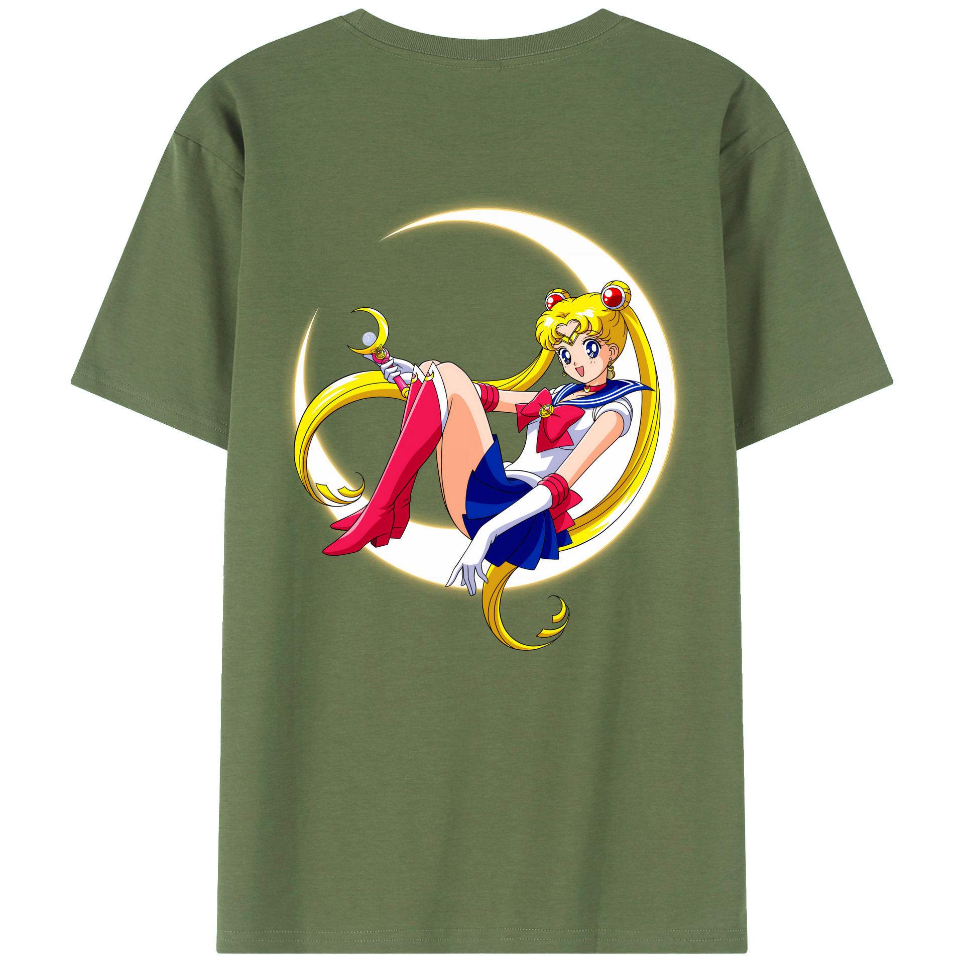 （画像用） 美少女戦士セーラームーン 月野 うさぎ つきの うさぎ Sailor Moon Tsukino Usagi 綿100％ メンズ半袖Tシャツ（バックプリント） 通気性